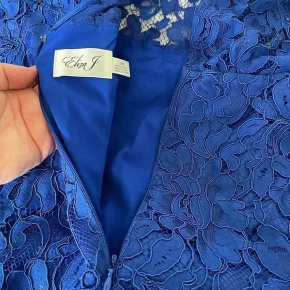 Eliza J cobolt blue lace layered mini dress - Picture 9 of 11